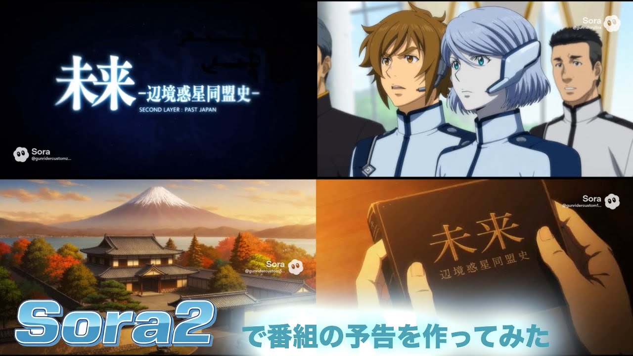 【画像生成AI】OpenAIのSora2で架空のテレビアニメ予告編動画を作成してみた。「未来ー辺境惑星同盟史ー」。