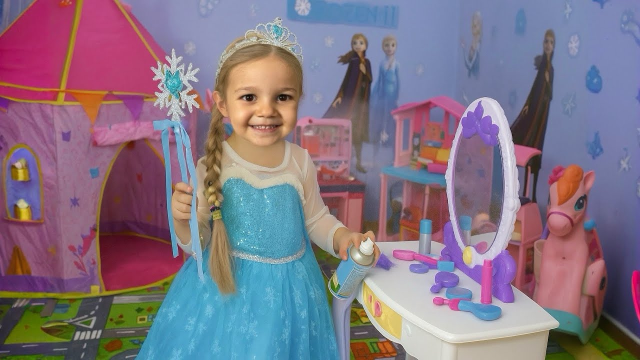 ASEL DURU MAKYAJ YAPIYOR 💄 ELSA KOST&Uuml;M&Uuml; GİYDİ! KAR SPREYİ SIKTIK! #funny #toys #cute #barbie #baby 