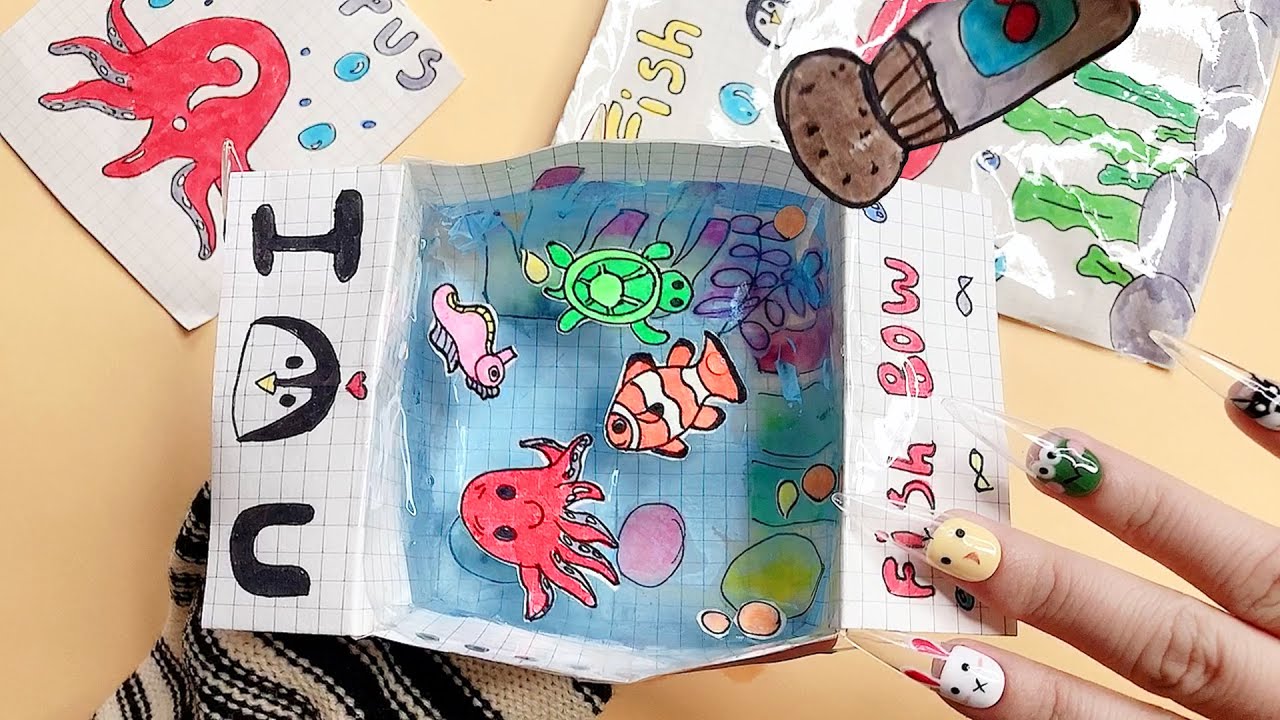 [🐾Paper DIY🐾] Fish bowl🐟 Blind bag Asmr Rasing Fish - Swimming paper! How to make a Paper Fish Bowl