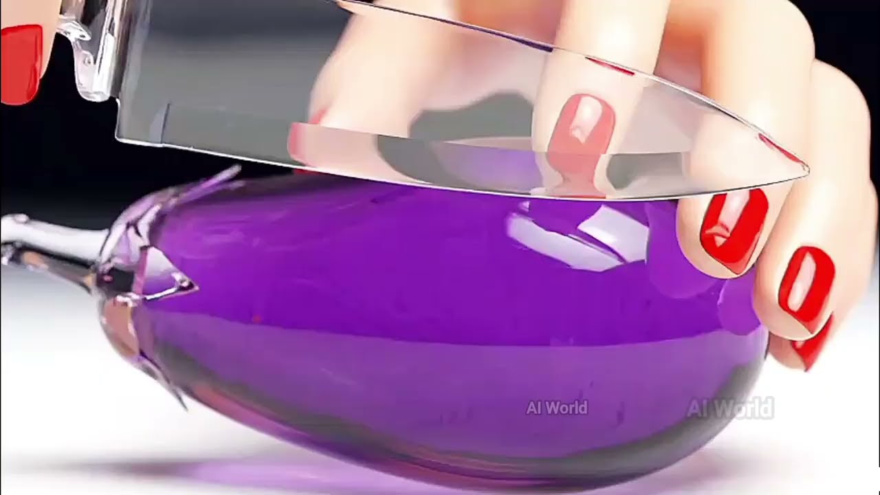 ASMR 🍅🍆🍋‍🟩🥕🌽🫑🥒🥦🥬🧄🧅🫚  Vegetables Glass Cutting