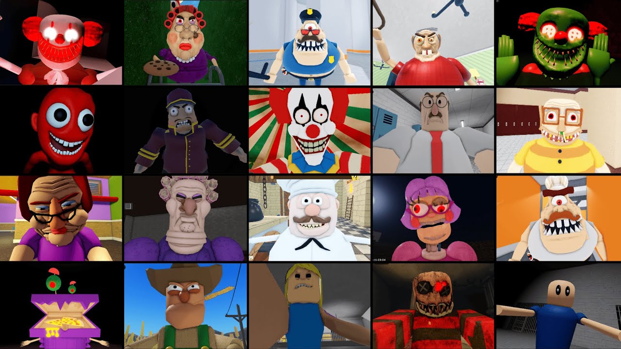 MR CRAZY'S CARNIVAL ESCAPE, GRUMPY GRAN, BETTY'S NURSERY 2, STINKY'S DETENTION, ROBLOX JUMPSCARE'S