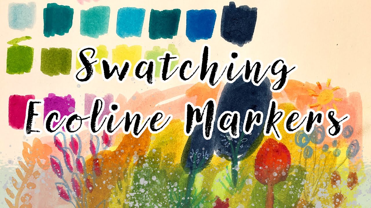 Swatching Ecoline markers + a quick sketch 🌴 | w/ creativity binurals to relax 🎨