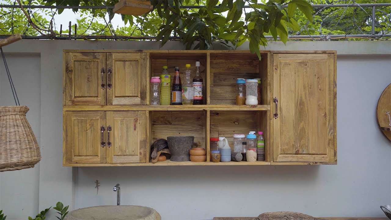 Build floating kitchen cabinet from pallets - DIY woodworking projects