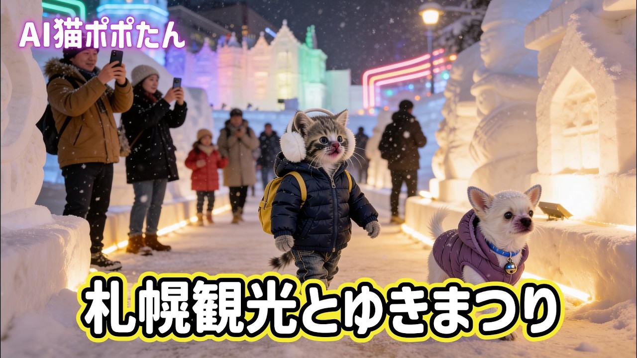 AI猫ポポたん 札幌の観光と雪まつりに行く
