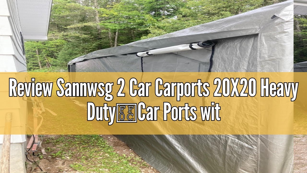 Review Sannwsg 2 Car Carports 20X20 Heavy Duty，Car Ports with 180G Removable Side Walls, Carport Can
