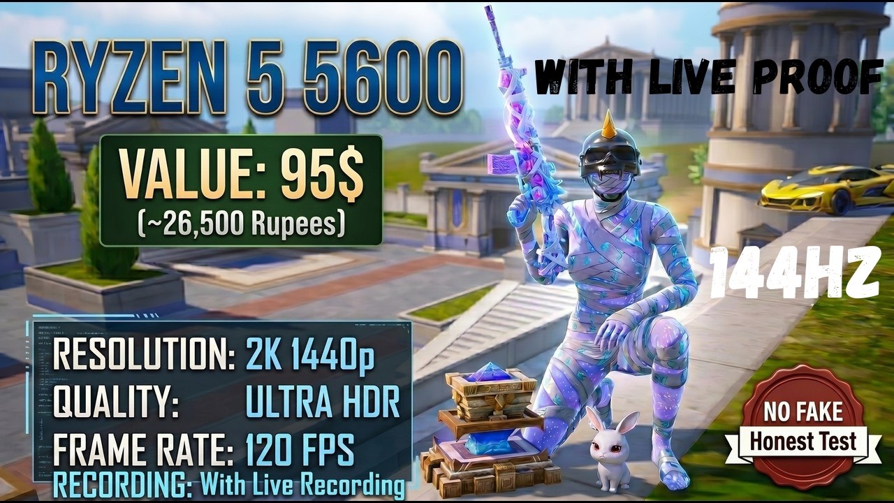🔥 Best CPU Under $100? Ryzen 5 5600 PUBG Mobile 2K (1440P) Ultra HDR + 120 FPS Test! 😱