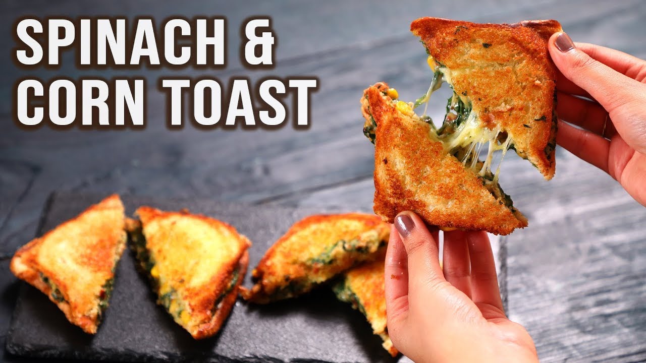 Cheesy, Easy Spinach & Corn Toast Recipe😋 | Easy Sandwich For School/College/Office Tiffin Box 💯
