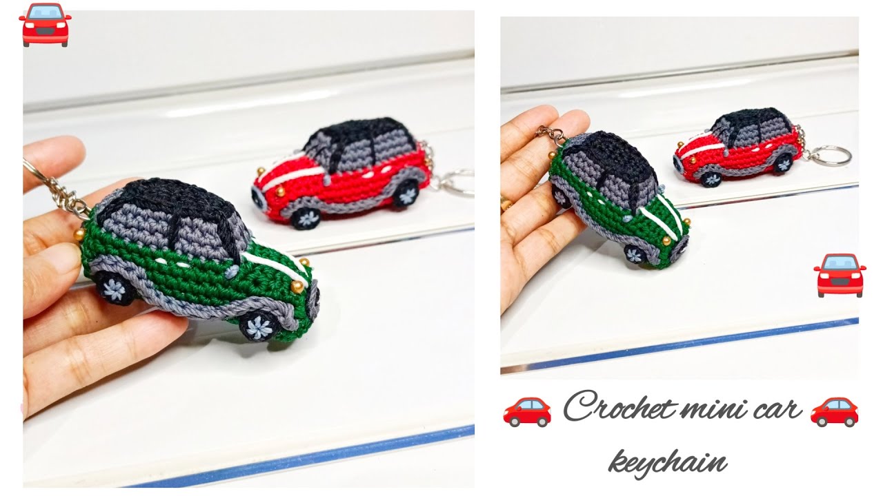Super  cute, Crochet mini car || crochet car key chain ||  crochet car amigurumi