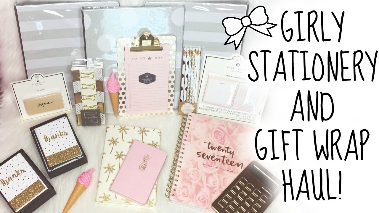 GIRLY STATIONERY & GIFT WRAP HAUL!! ♡ HomeGoods, TJ Maxx, Dollar Tree, Target ♡ Back to School