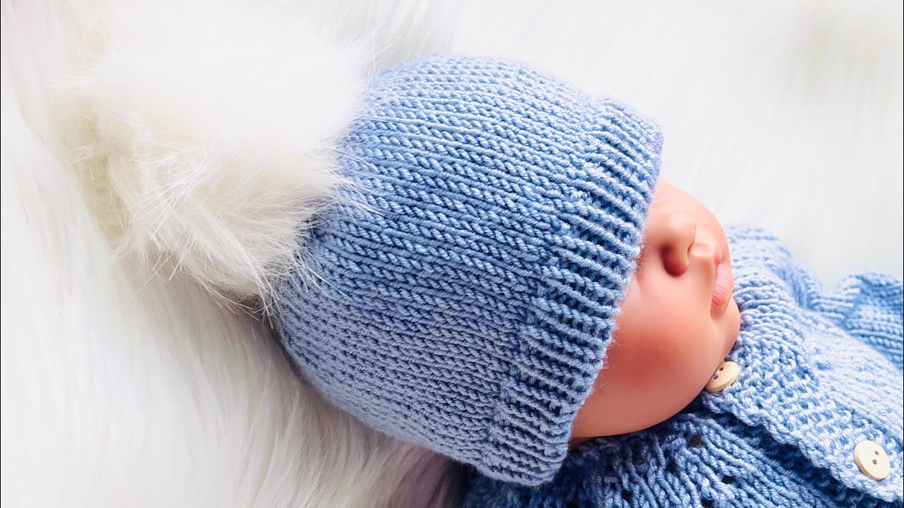 Gorro Tejido con dos Agujas para bebe super facil | Conjunto Max