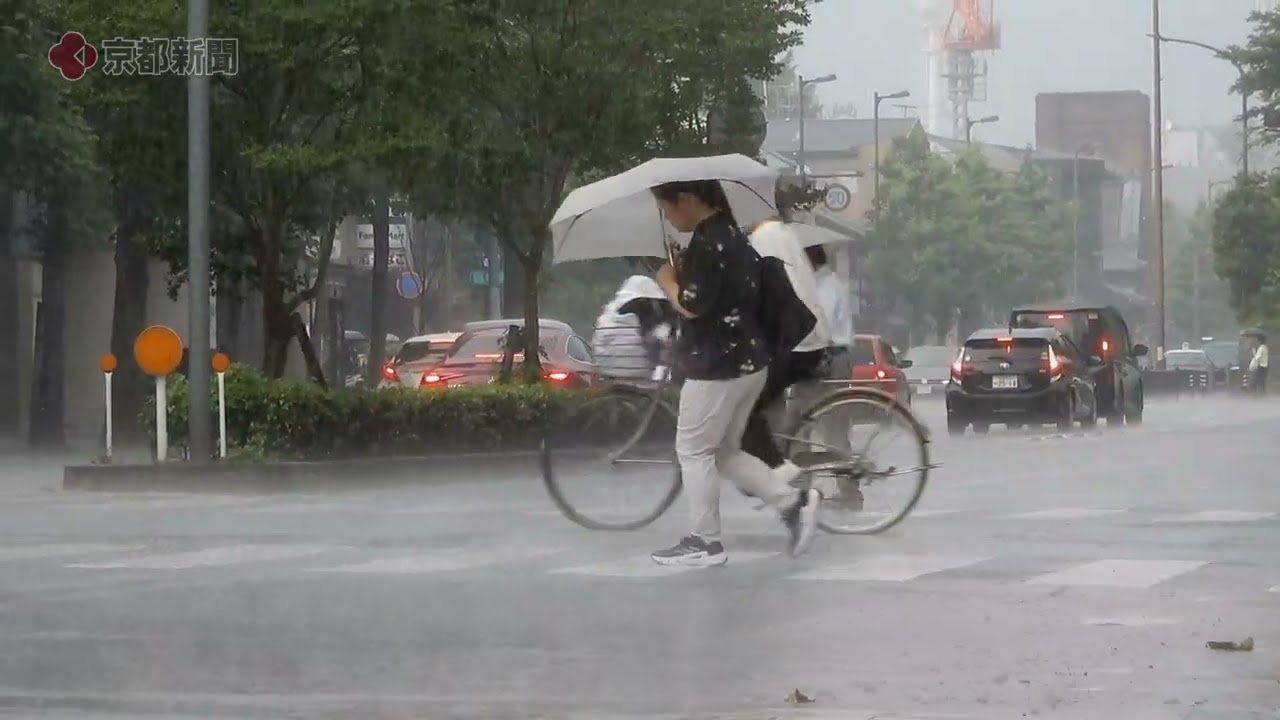 【ゲリラ豪雨】京都市内で局地的な大雨（2025年6月30日　京都市中京区）Localized heavy rain in Kyoto city