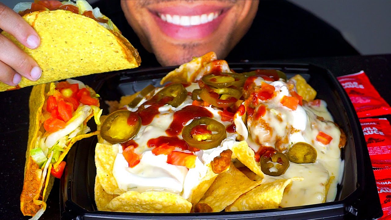 ASMR LOADED CHEESE NACHOS & TACOS EATING SHOW *BIG BITES* MEXICAN MUKBANG JERRY NO TALKING