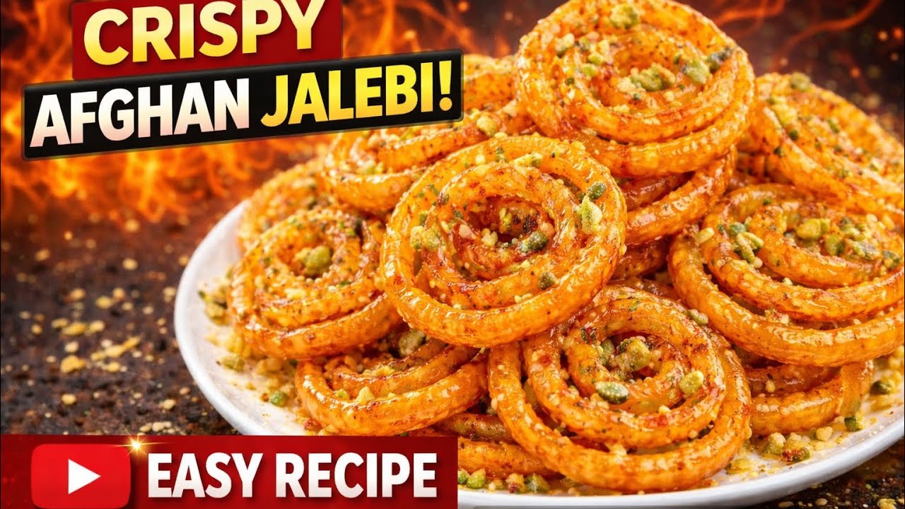 Crispy Afghan Jalebi at Home 🍘 Easy Sweet Recipe| Crunchy& Juicy!