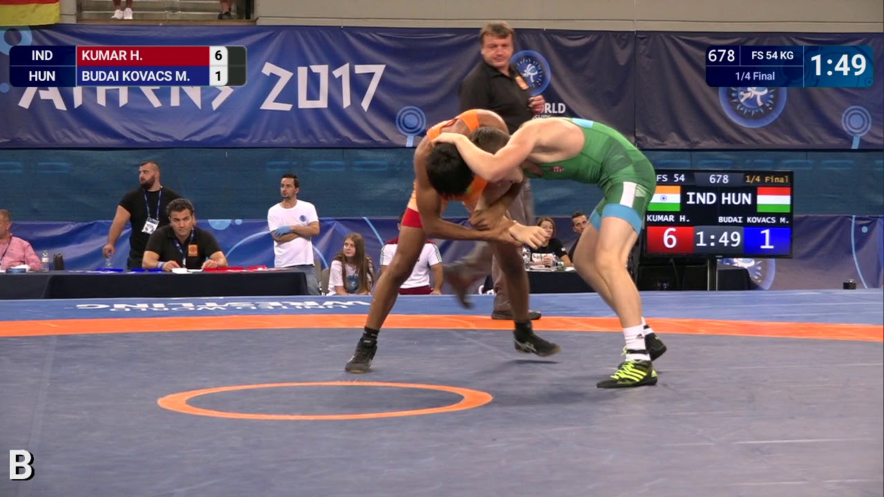 1/4 FS - 54 kg: H. KUMAR (IND) df. M. BUDAI KOVACS (HUN) by VSU1, 12-1