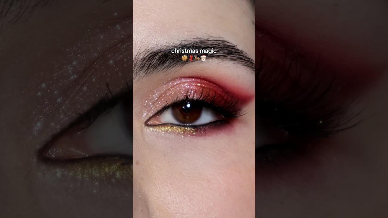 Christmas Magic 🎅🏼🎄 Red Soft Glam Eyeshadow Look, Christmas Holiday Makeup | eyesofathena