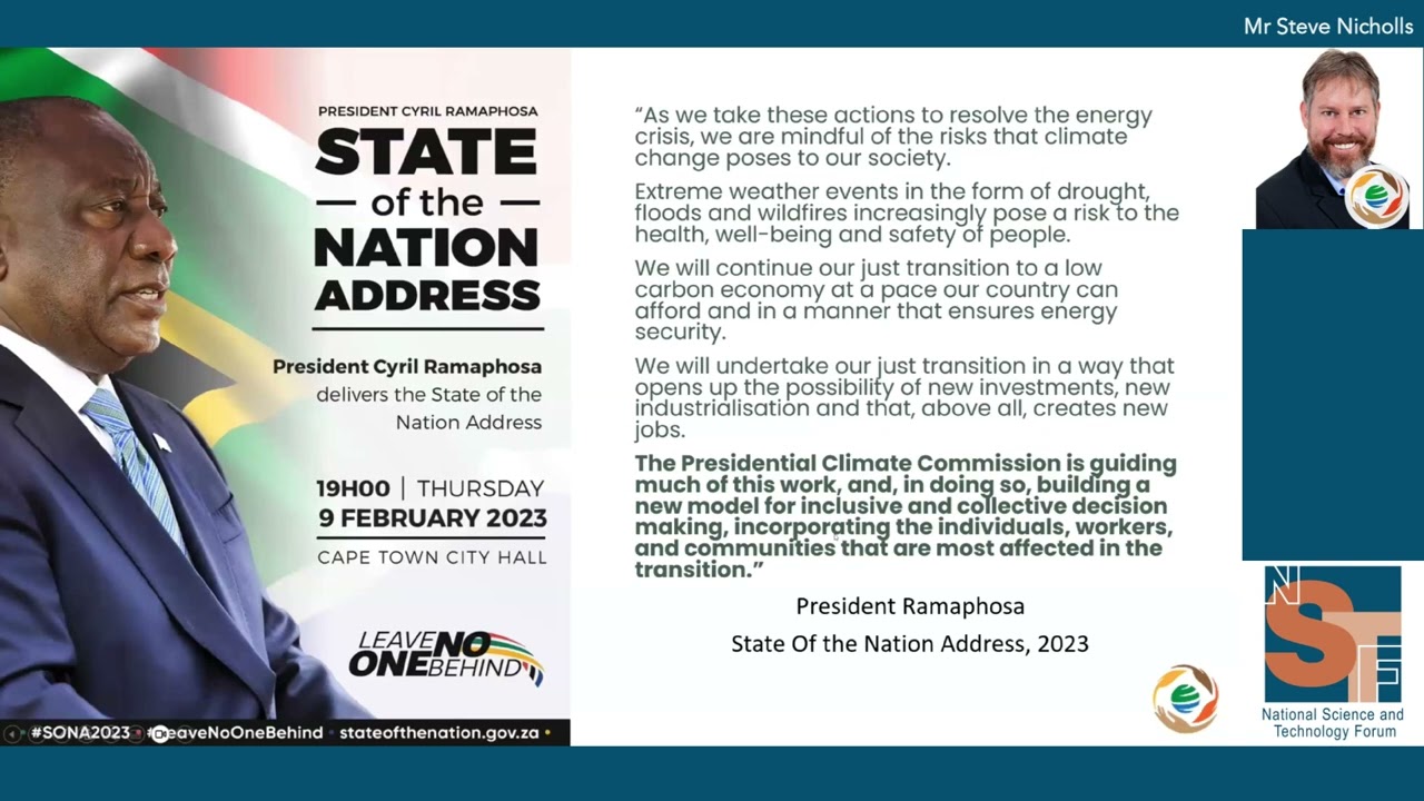 Presidential Climate Commission and the Just Energy Transition (Mr Steve Nicholls)