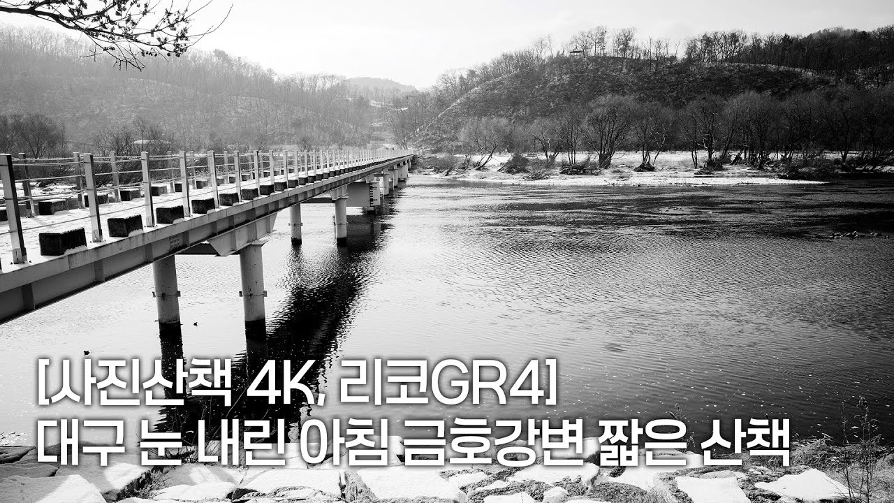 [사진산책 4K 리코GR4] 대구 눈 내린 아침 금호강변(강촌햇살교주변) 짧은 산책 풍경ㅣ1인칭시점 걷기 동영상ㅣPOV Street Photography