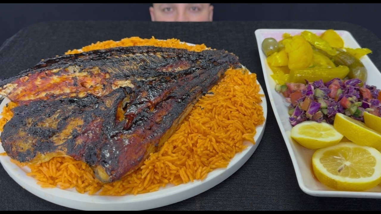 فطوري سمك مشوي بالفرن مع تمن احمر ولمقبلات 😍