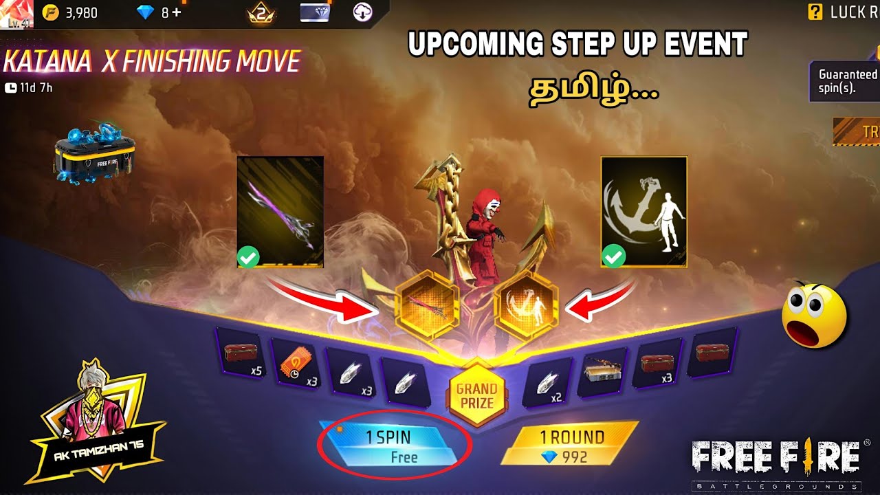 NEW KARTANA X FINISHING MOVE 🥵 FREE FIRE  UPCOMING - STEP UP EVENT 😍 NEW EVENT TAMIL