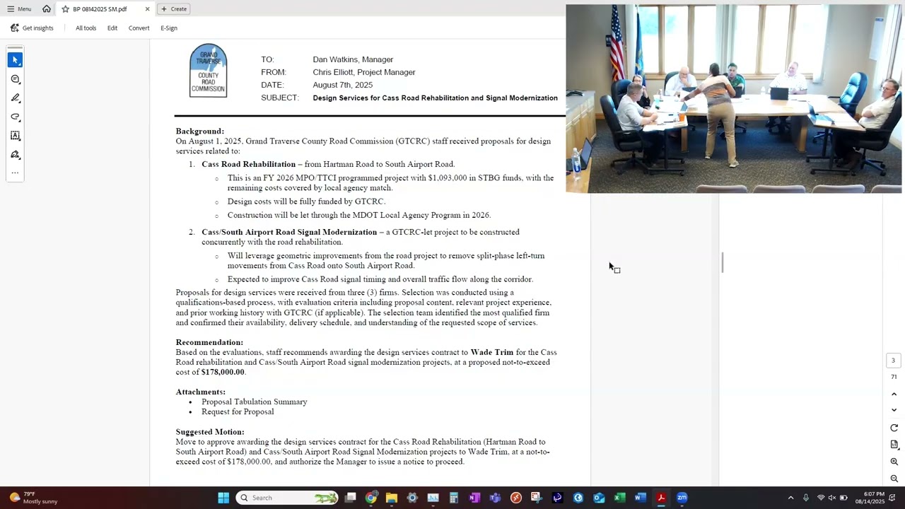 Grand Traverse County Road Commission - Special Board Meeting August 14th 2025 at 6 PM