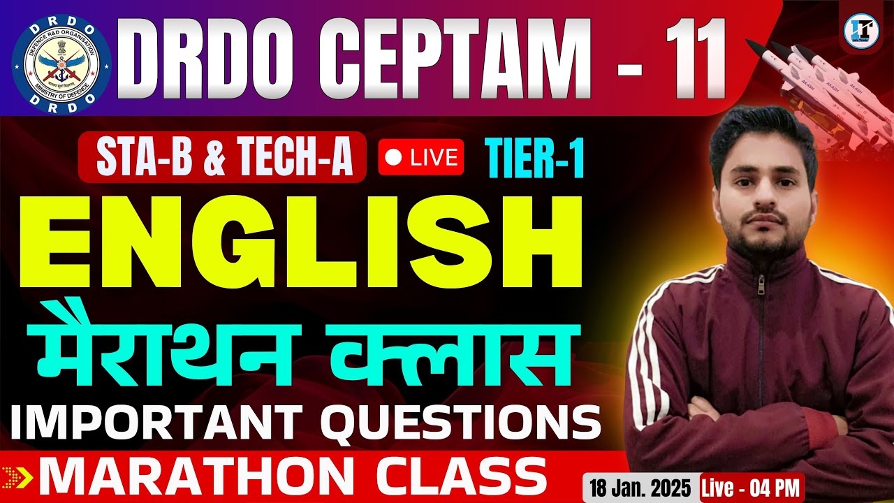 DRDO English Exam Marathon Class Important Questions Live Class Day - 06 | DRDO English Live Class