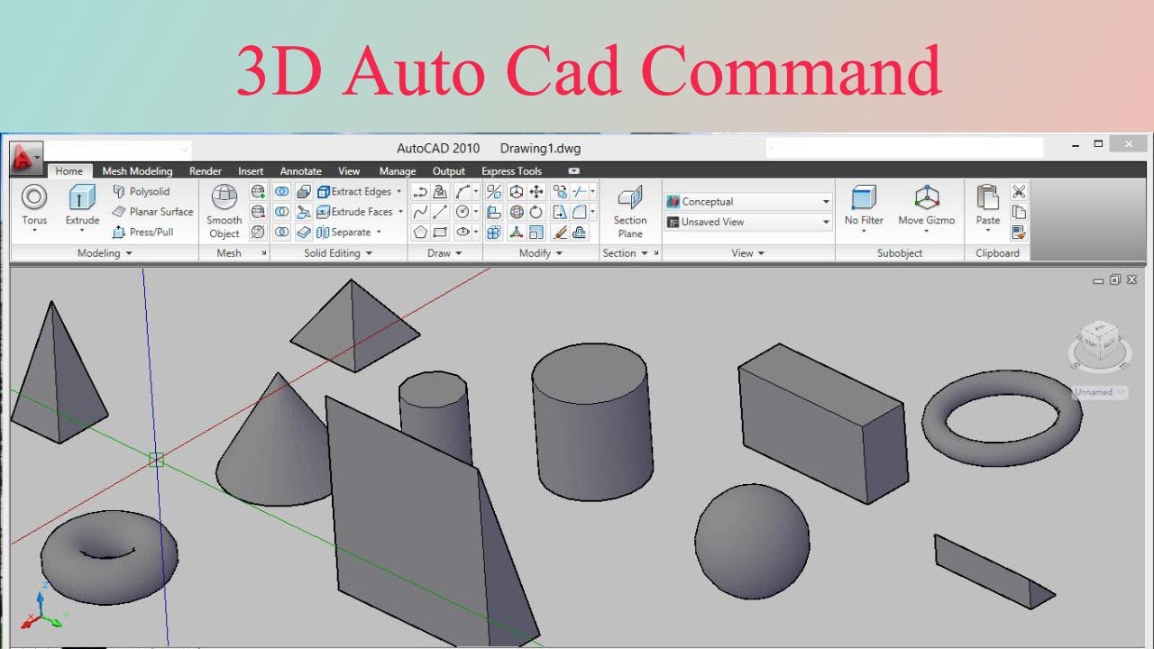 Auto Cad 3D Basic Command For Beginners