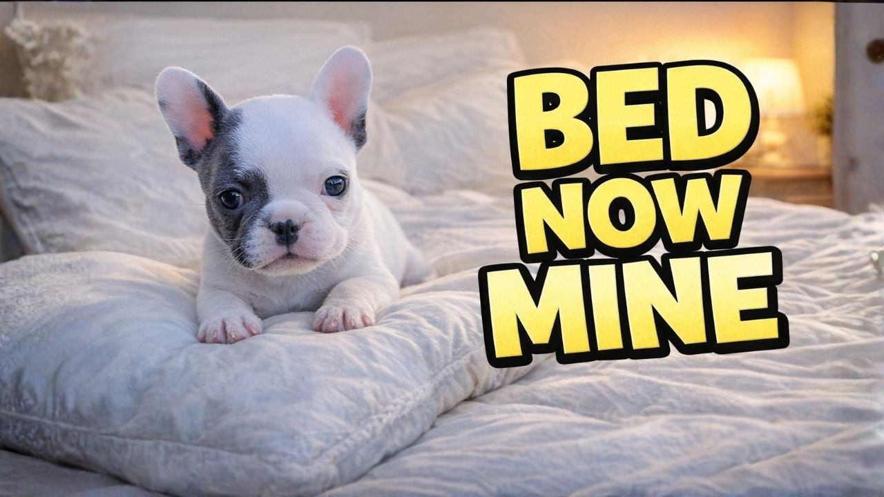 Tiny Frenchie Discovers Mom’s Bed… and Never Wants to Leave 😂