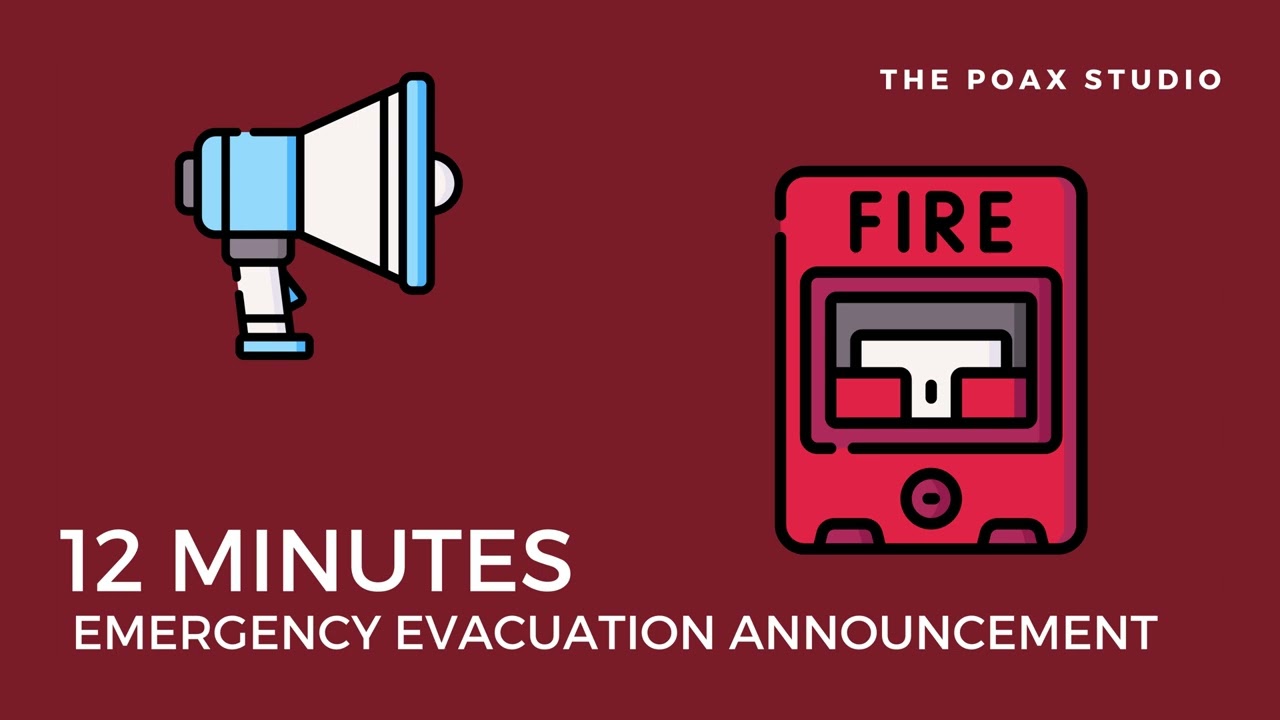 [4K] 12 Minutes Emergency Evacuation Announcement And Fire Alarm