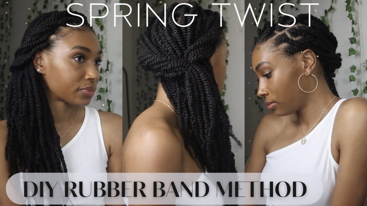 Easy Spring Twist Using Rubber band Method for Natural Hair