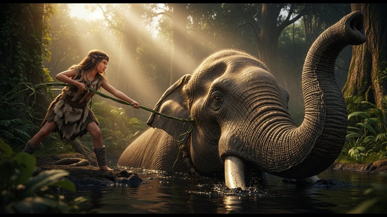 Life Million Years Ago: Trapped Elephant Saved by Brave Prehistoric Girl - An Epic Tale!