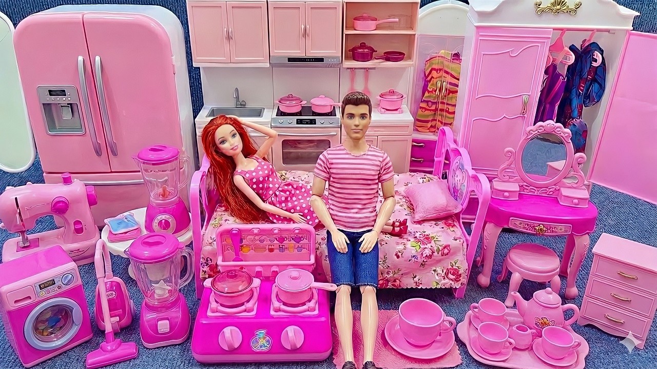 9 Minutes Satisfying with Unboxing Pink Princess House, Cozy Bedroom Collection Review Toys | ASMR