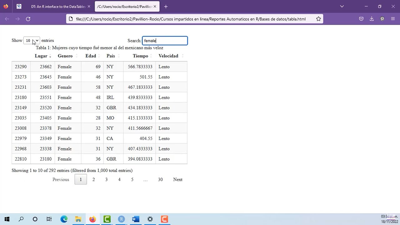 Creación de Tablas Interactivas con Lenguaje R