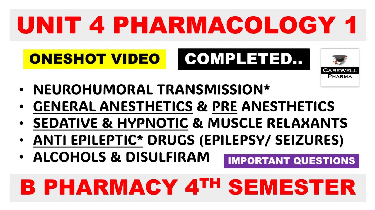 Unit 4 Complete || pharmacology 4th semester || Carewell Pharma