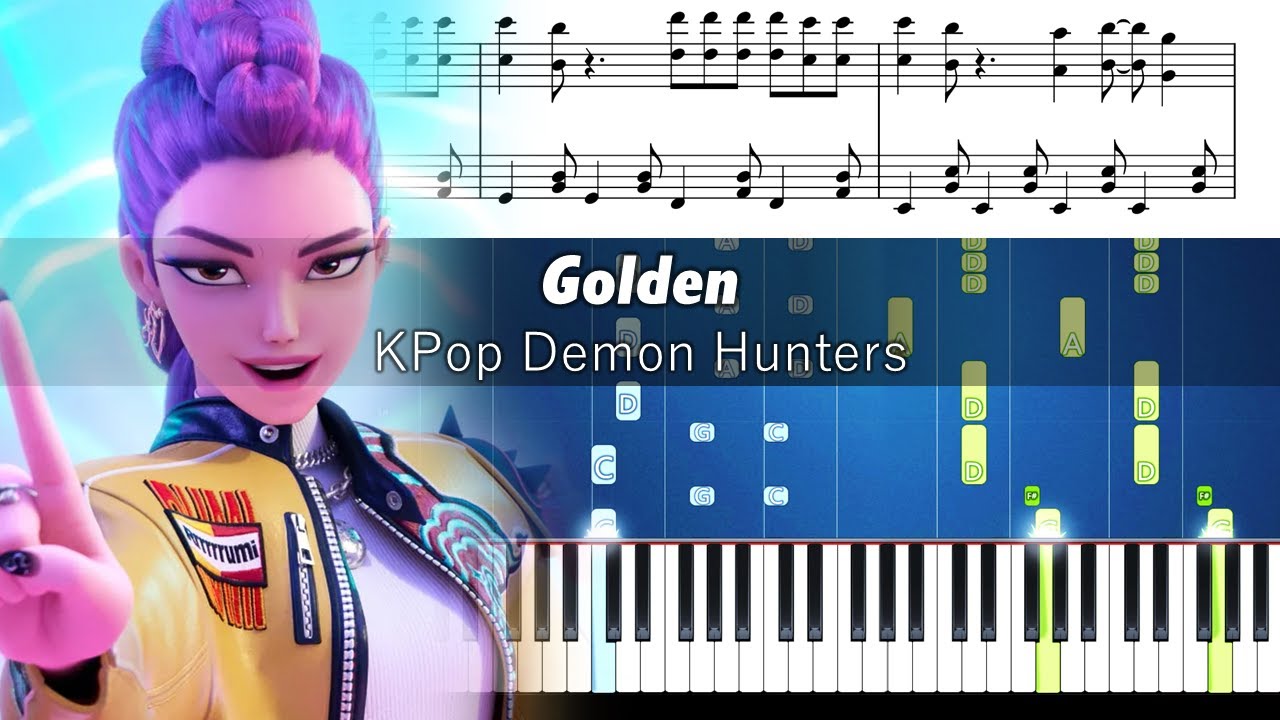 KPop Demon Hunters - Golden - Piano Tutorial with Sheet Music