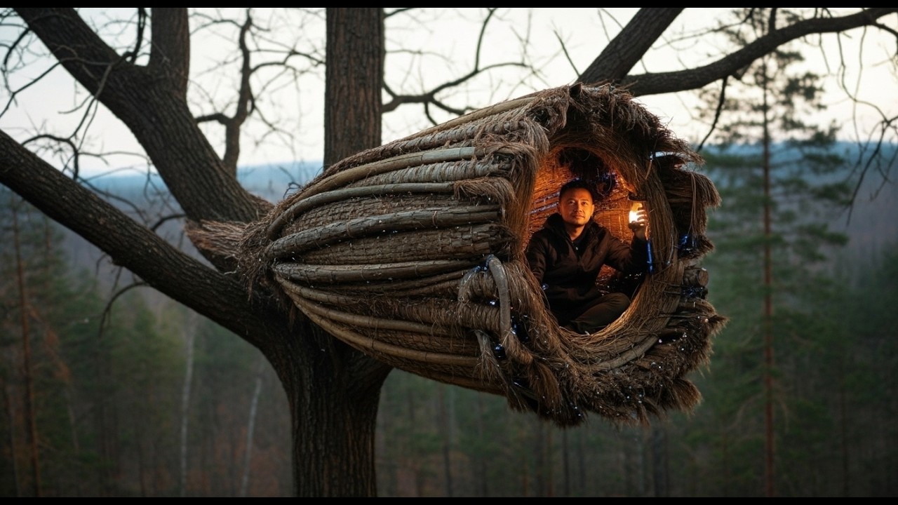 Off-Grid Treehouse Alternative: The Reed Survival Nest Shelter Tutorial
