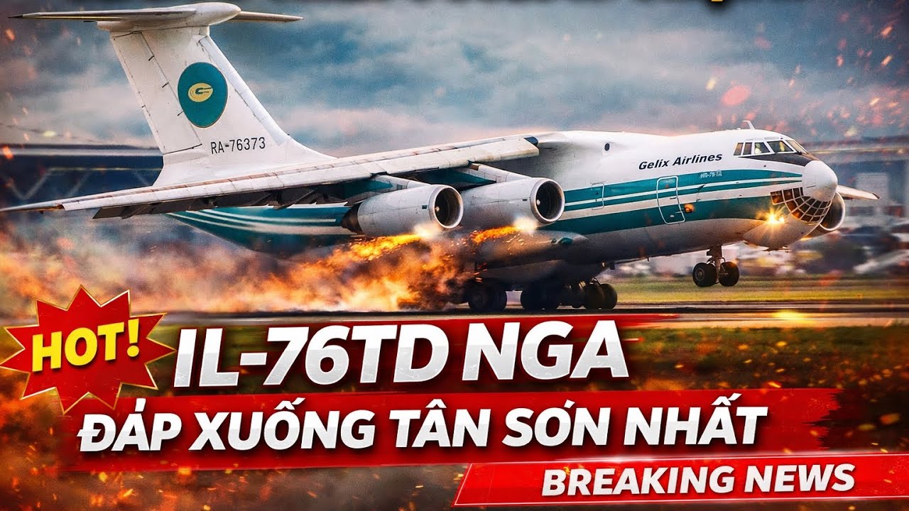 Hàng Hiếm Xuất Hiện! IL-76TD Nga Đáp Xuống Sân Bay Tân Sơn Nhất #IL76 #Ilyushin76 #aviation 