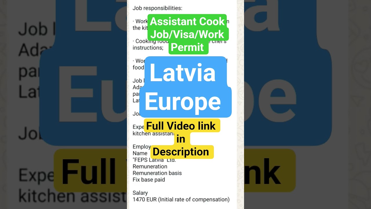 Assistant Cook Jobs in Latvia with Visa Sponsorship 2025 | Apply Without Agent | #permittowork #job
