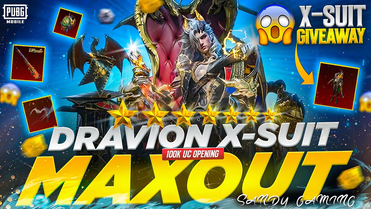DRAVION X-SUIT MAXOUT + 100K UC OPENING | 1 X-SUIT GIVEAWAY | PUBG MOBILE 🔥
