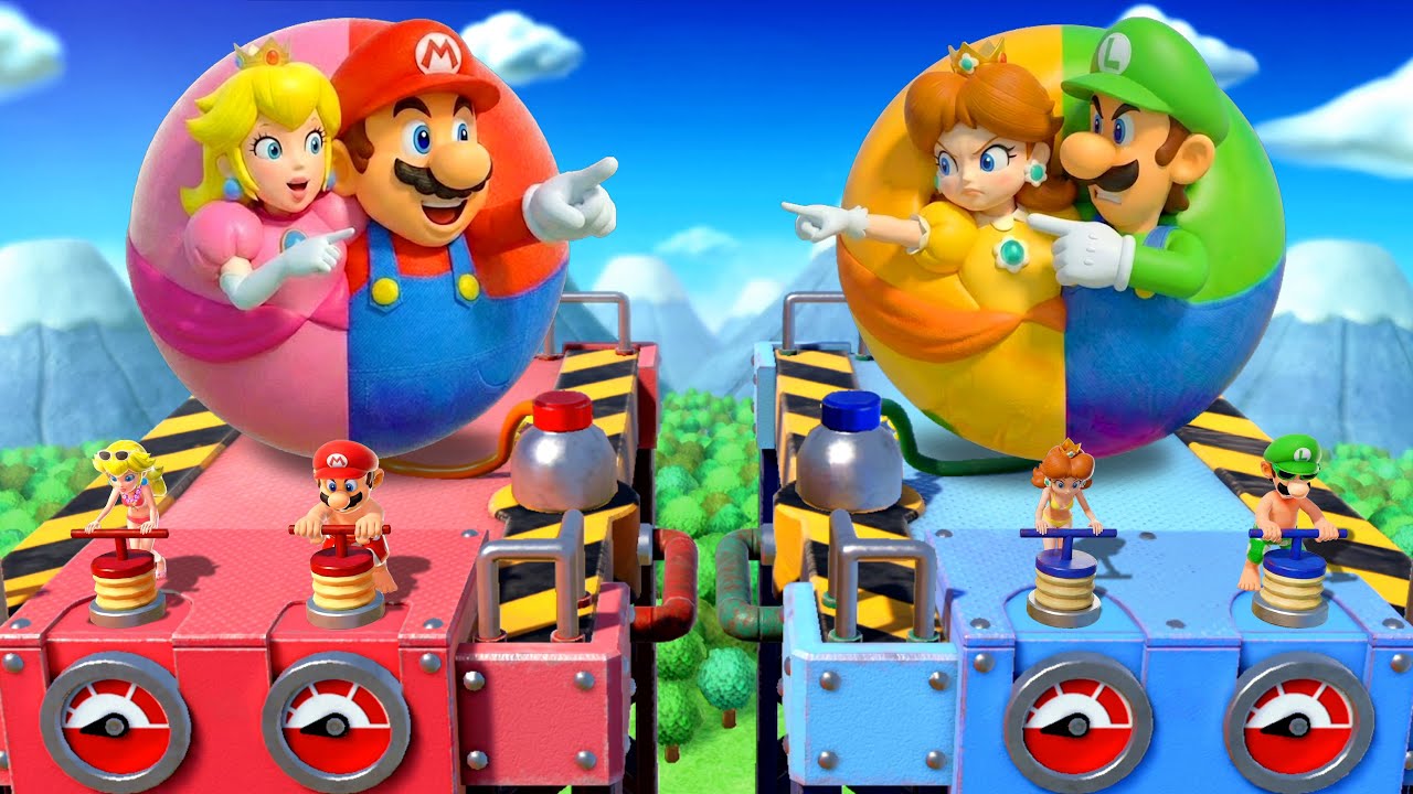 【マリオパーティシリーズ】最強ペアはどっち？ピーチ＆マリオ vs デイジー＆ルイージ 2vs2 本気バトル 4K UHD (2160P)