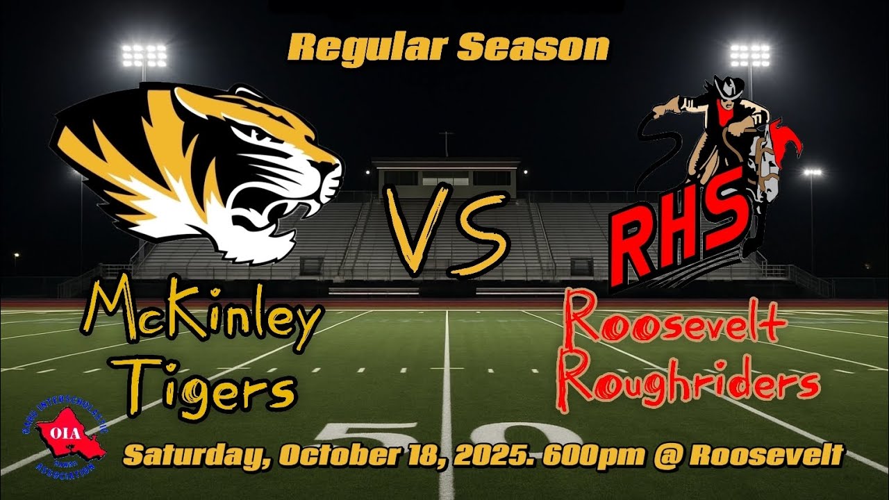 McKinley Tigers vs Roosevelt Roughriders Varsity. Regular Season. Saturday, October 18, 2025.
