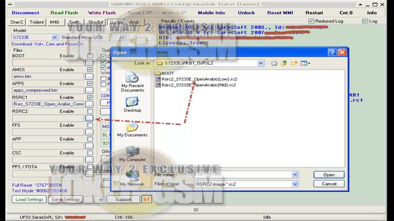 شرح تعريب وتفليش سامسونج s7233e على بوكس HWK