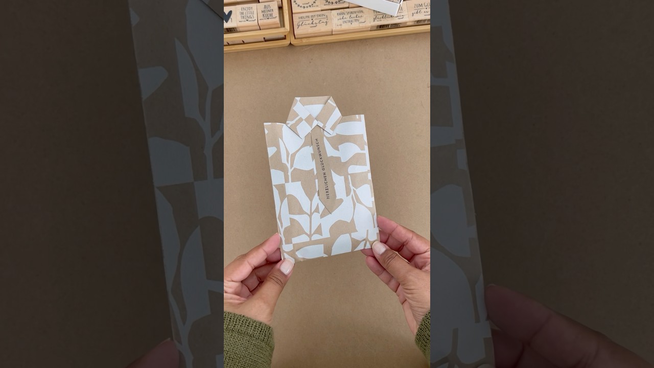 HEMDVERPACKUNG aus einer Papiert&uuml;te selber basteln #diy #bastelanleitung #kreativsein