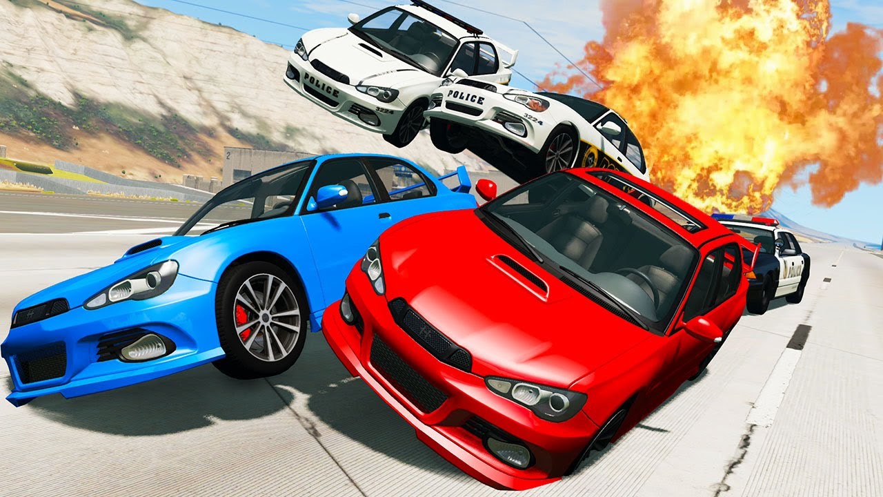 The BIGGEST Multiplayer Police Chase EVER! 14 Person Police Pursuit & Crashes! - Beam MP