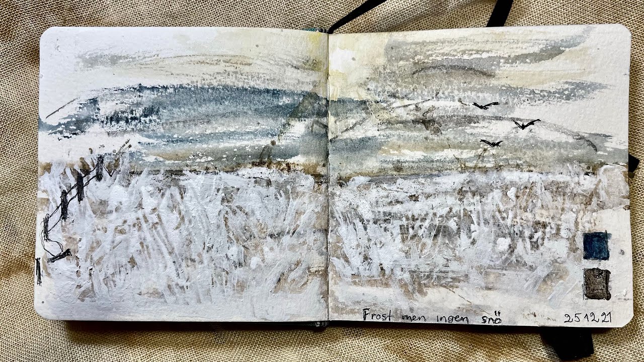 Painting a quick sketch, to remember the Christmas without snow, in Sweden.