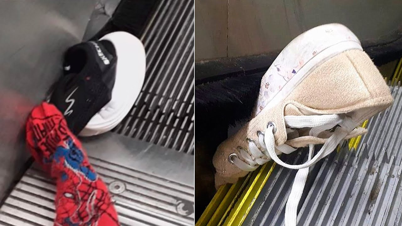 Jugar con el cepillo de las escaleras mecánicas del metro...poca broma