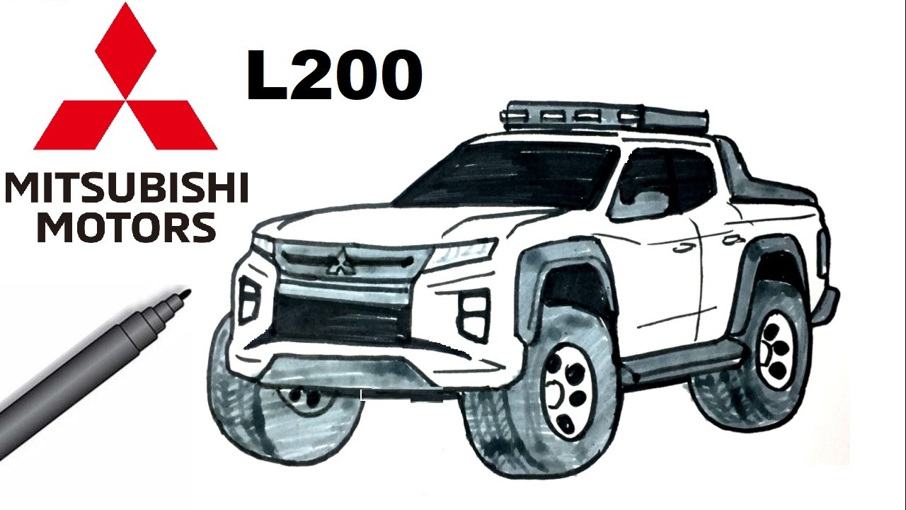 Простой рисунок Mitsubishi L 200 | Как нарисовать пикап?