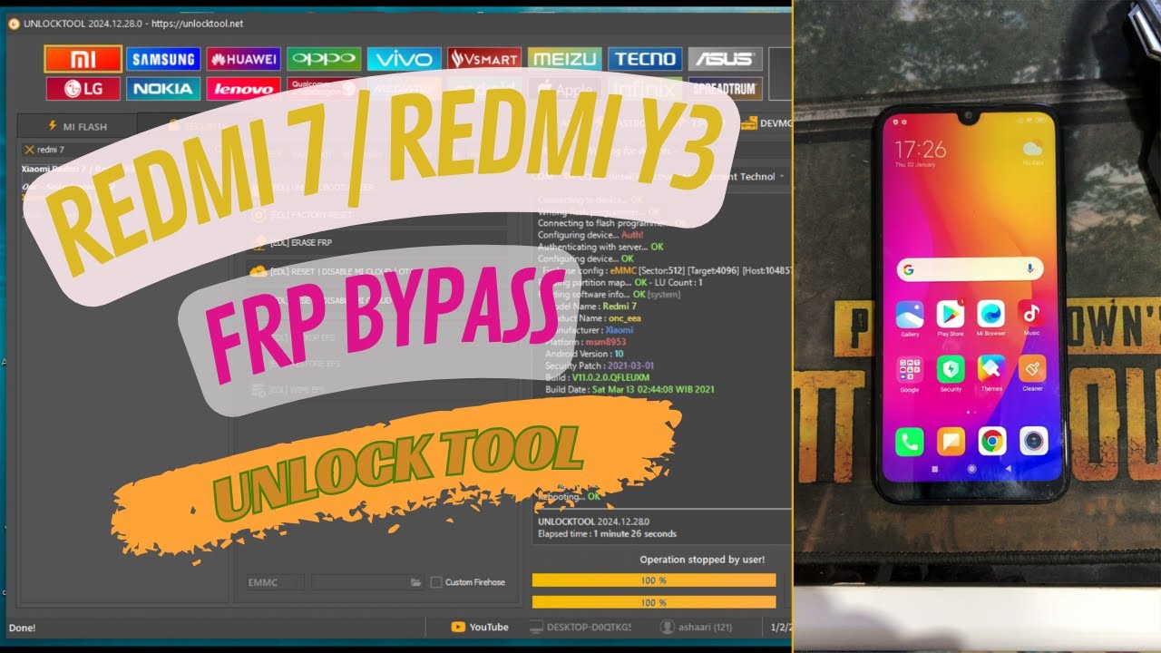 redmi 7 (onclite) / Redmi Y3 mi account remove unlock tool