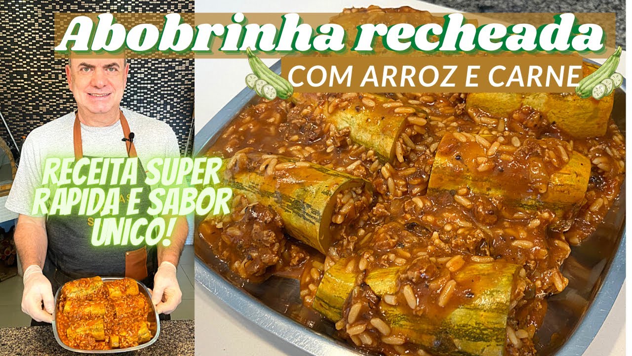 ABOBRINHA RECHEADA COM CARNE MOÍDA E ARROZ - COMO FAZER RECEITA DE ABOBRINHA RECHEADA AO FORNO