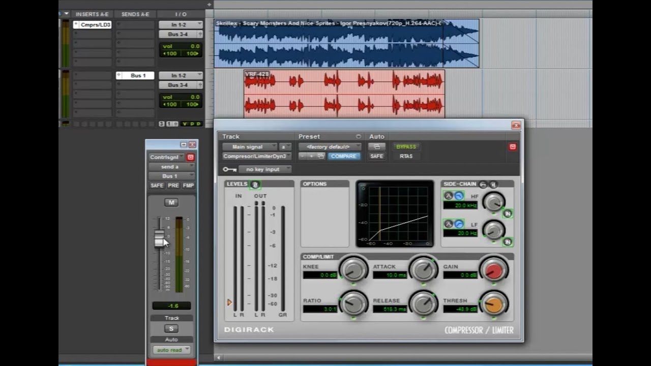 Sidechain compression: ducking audio effect