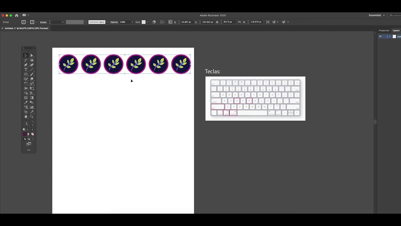 Como duplicar objetos verticalmente y horizontalmente utilizando Illustrator?